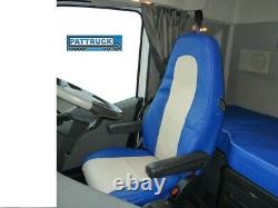Truck Seat Covers Compatible With Volvo Fh5 Eco Leather Blue-beige