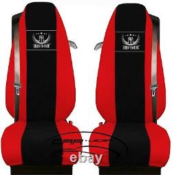 Truck Seat Covers Faux Leather Fabric Red Black Fits Volvo FH 4 from 2013 2 Gur