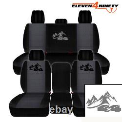 Truck Seat Covers Fits 11-18 Ram 1500-3500 / Black Charcoal 4x4 Mountain Logo