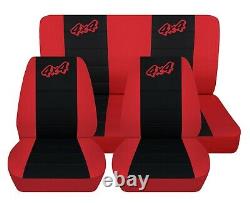 Truck Seat Covers Fits 1979 Jeep CJ7 Red with Black Inserts Front and Rear Set
