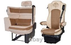 Truck Seat Covers Prestige Faux Leather Beige Fits Mercedes Actros MP5 Solostar