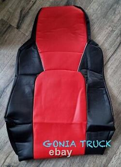 Truck Seat Covers Set for Daf 95, 105 XF, LF, CF, Eco Leather, Red/Black