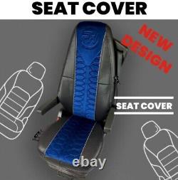 Truck Seat Covers Volvo Fh4 / Fh5 Black/blue Eco Leather + Fabric In Middle