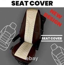 Truck Seat Covers Volvo Fh4 / Fh5 Brown/cream Eco Leather + Fabric In Middle