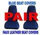 Truck Seat Covers withPocket BLUE Faux Leather (PAIR) PB KW FL Semi-Trucks