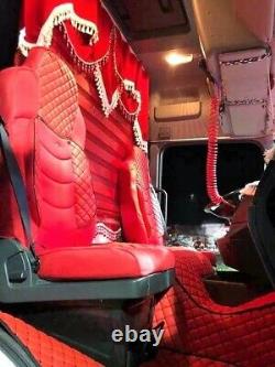 Truck Set for Iveco Stralis 2004-2018 Luxury Seat Cover Red Eco Leather & Suede