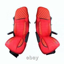 Truck Set for Iveco Stralis 2004-2018 Luxury Seat Cover Red Eco Leather & Suede