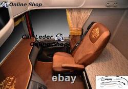 Truck Truck Seat Covers Prestige Faux Leather Brown fits DAF XF 106