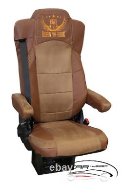 Truck Truck Seat Covers Slipcovers Faux Leather Brown fits Actros Mp4 Mp5