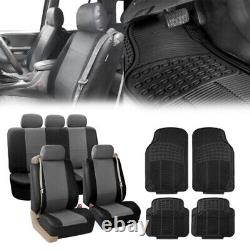 Truck Van Seat Cover for Integrated Seatbelt Gray Black with black Floor Mats