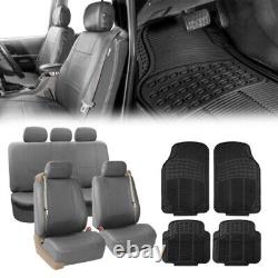 Truck Van Seat Cover for Integrated Seatbelt Gray with Black Floor Mats