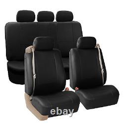 Truck Van Seat Cover with Integrated Seatbelt Black with black Floor Mats