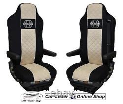 Truck seat covers black beige suitable for MAN TGA TGX TGS TGM until 2020 with 1 belt