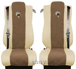 Truck seat covers faux leather fabric beige brown suitable for Mercedes Actros MP4 2011