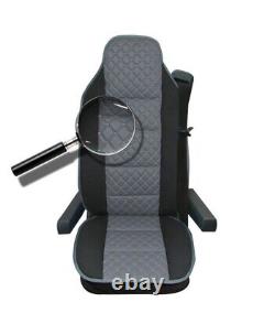 Universal Grey Premium Leatherette & Fabric Comfort Seat Covers For Truck Lorry