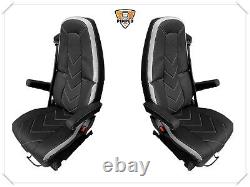 VOLVO SEAT COVERS VOLVO FH4 Black&Black + white ECO LEATHER SEAT COVERS v-style