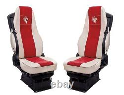 Volvo FH 4 from 2013 fit truck car seat covers faux leather beige red 2 straps