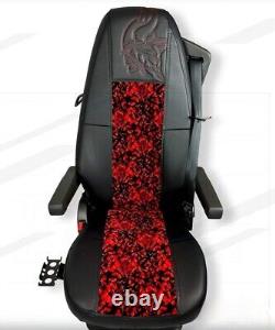 Volvo Fh4 Fh5 Fm Danish Plush Truck Seat Covers Black+ Red Danish +eco Leather