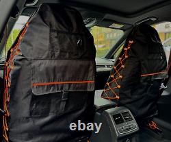 Waterproof Canvas Seat Covers For Car Truck SUV Van Black Orange Tactical Front